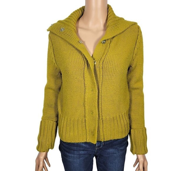 Max Azria Collection Women's Knit 100%Wool Button Up Sweater Roll Sleeves Size M - Picture 1 of 15